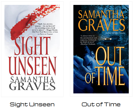 Covers of Out of Time and Sight Unseen side by side